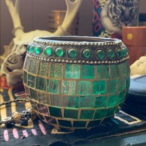Green candle holder